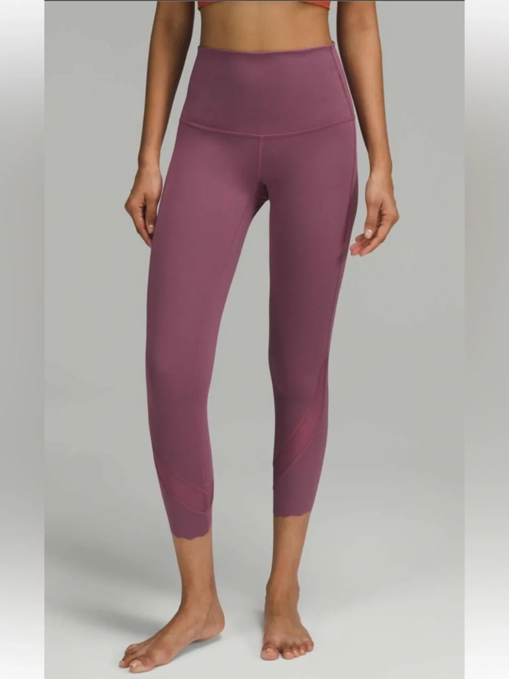 lululemon athletica Wunder Under Scalloped Hem High Rise Crop 23” Vintage Plum